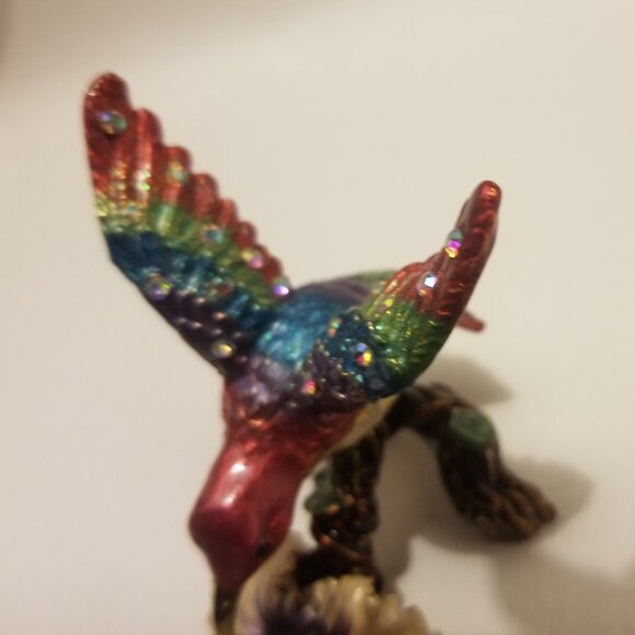 Swarovski-style bejeweled hummingbird-shaped trinket box - Picture 12 of 13